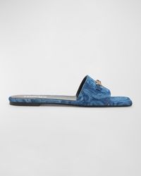 Versace - Medusa Denim Flat Slide Sandals - Lyst