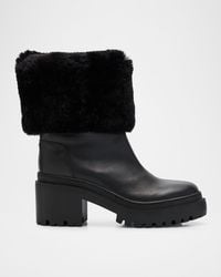 Giuseppe Zanotti - Leather Ankle Boots With Shearling Cuff - Lyst