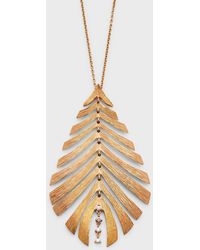 Hueb - 18k Rose Gold Leaf Pendant Necklace With Diamonds - Lyst