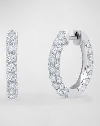 Graziela Gems - 18k White Gold Diamond 3-sided Hoop Earrings - Lyst