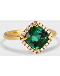 Lisa Nik - 18k Yellow Gold Indicolite Statement Ring With Diamonds, Size 6 - Lyst