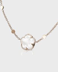 Pasquale Bruni - 18k Rose Gold Milky Quartz Floral Necklace With Diamonds - Lyst