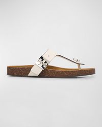 Tory Burch - Mellow Leather Buckle Thong Sandals - Lyst