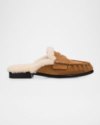 Rag & Bone - Carter Shearling-Lined Suede Loafer Mules - Lyst