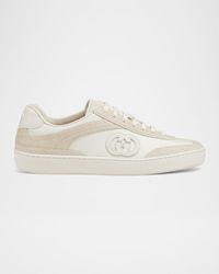 Gucci - G75 Suede And Leather Sneakers - Lyst