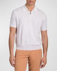 Stefano Ricci - Silk-Cotton Jacquard Polo Sweater - Lyst