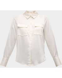 10 Crosby Derek Lam - Lorena Satin Button-Front Blouse - Lyst