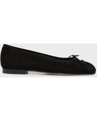 Manolo Blahnik - Veralli Suede Bow Ballerina Flats - Lyst