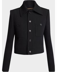 Saint Laurent - Collared Button Down Wool Jacket - Lyst