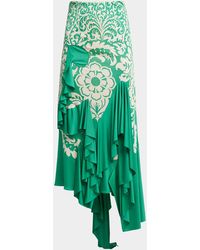 Etro - Printed Draped Ruffle Maxi Skirt - Lyst