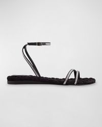 Aera - Faye Crystal Vegan Ankle-Strap Flat Sandals - Lyst