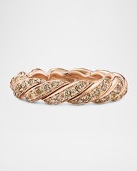 David Yurman - Sculpted Cable Flex Band Ring With Diamonds - Lyst