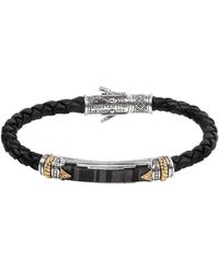 Konstantino - 18K/ Braided Leather Ferrite Bar Bracelet - Lyst