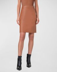 Akris - Lambskin Leather Short Pencil Skirt - Lyst