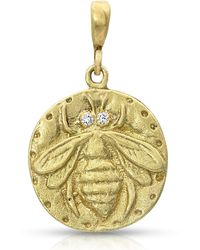 Dominique Cohen - 18k Yellow Gold Bee Coin Pendant With Diamond Details - Lyst