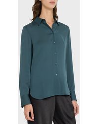 Vince - Slim-Fitted Stretch Silk Button-Front Blouse - Lyst
