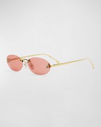 Fendi - Embellished Ff Oval Metal Sunglasses - Lyst