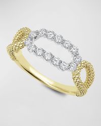 Lagos - 18k Signature Caviar Diamond Superfine Oval Split Shank Ring, Size 7 - Lyst