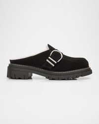La Canadienne - Agatha Shearling-Lined Waterproof Suede Loafer Mules - Lyst