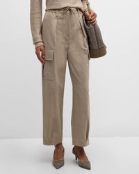 Brunello Cucinelli - Lightly Wrinkled Cotton Cargo Pants With Drawstring Waist - Lyst