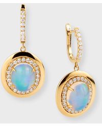 David Kord - 18k Yellow Gold Earrings With Oval-shape Opal And Diamonds, 4.46tcw - Lyst