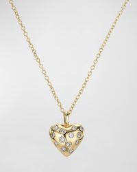 Zoe Lev - 14k Gold And Diamond Domed Heart Necklace - Lyst