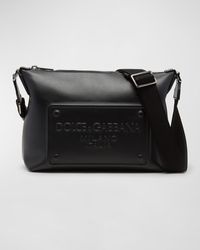 Dolce & Gabbana - Embossed Plaque Leather Crossbody Bag - Lyst