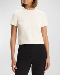 Theory - Admiral Crepe Short-Sleeve Crop Top - Lyst