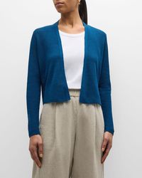 Eileen Fisher - Petite Ribbed Open-Front Linen-Cotton Cardigan - Lyst