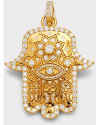 Buddha Mama - 20k Yellow Gold Medium Hamsa Pendant With Diamonds - Lyst