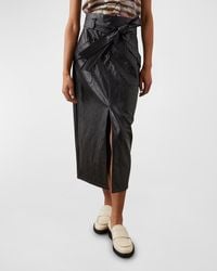 Rails - Edem Crinkled Faux Leather Midi Skirt - Lyst
