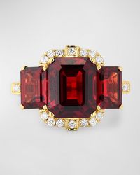 Goshwara - Gossip 18K 3 Stone Emerald Cut Ring With Diamonds - Lyst