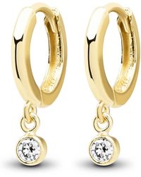 Jennifer Meyer - 18k Huggie Hoop Diamond Drop Earrings - Lyst