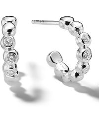 Ippolita - Mini Huggie Hoop Earrings In Sterling Silver With Diamonds - Lyst