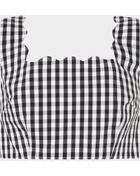 MILLY - Mia Scalloped Gingham Crop Top - Lyst