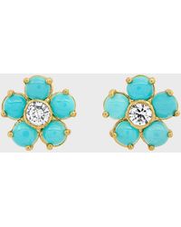 Jennifer Meyer - Large Diamond Center Flower Stud Earrings With Turquoise - Lyst