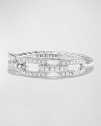 David Yurman - Stax Pave Diamond Chain Link Ring In 18k White Gold, Size 7 - Lyst