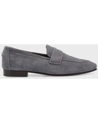 Bougeotte - Flaneur Suede Flat Penny Loafers - Lyst