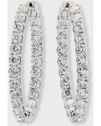 Neiman Marcus - 18k White Gold Fg-si1 Diamond Hoop Earrings - Lyst