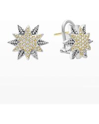 Lagos - Sterling Silver & 18k Gold Star Stud Earrings With Diamonds - Lyst
