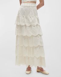 Figue - Gwenyth Tiered Ruffle Eyelet Embroidered Maxi Skirt - Lyst