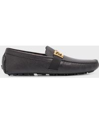 Fendi - Ff-Buckle Leather Driving Shoes - Lyst