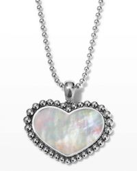 Lagos - Maya 28mm Lapis Inlay Heart Pendant Necklace - Lyst