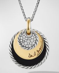 David Yurman - Dy Elements Eclipse Reversible Pendant Necklace With Diamonds And 18k Gold In Silver, 24.5mm, 32"l - Lyst