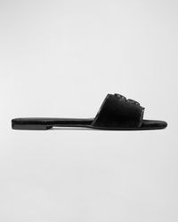 Tory Burch - Eleanor Pave Medallion Flat Slide Sandals - Lyst
