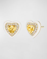 Emily P. Wheeler - 18K Diamond, Enamel, And Sapphire Heart Stud Earrings - Lyst