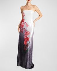 Halston - Spencer Strapless Floral-print Sequin Gown - Lyst