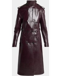 Courreges - Vinyl Double-Breasted Belted Long Trench Coat - Lyst