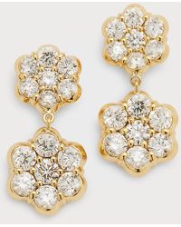Bayco - 18k Yellow Gold Flower Diamond Drop Earrings - Lyst