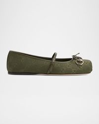 Gucci - Canvas Gg Horsebit Ballerina Flats - Lyst